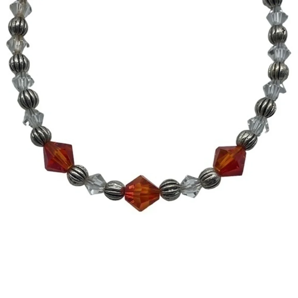 Swarovski Crystal Citrine and Clear Bead Handmade Bracelet With Lobster Clasp
